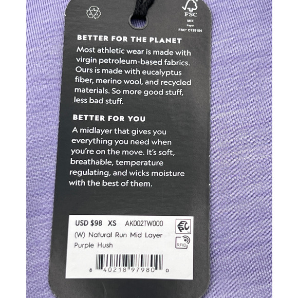 Allbirds Top Wmns XSmall Quarter Zip Pullover Sweatshirt Mid Layer Run Purple - Picture 11 of 13